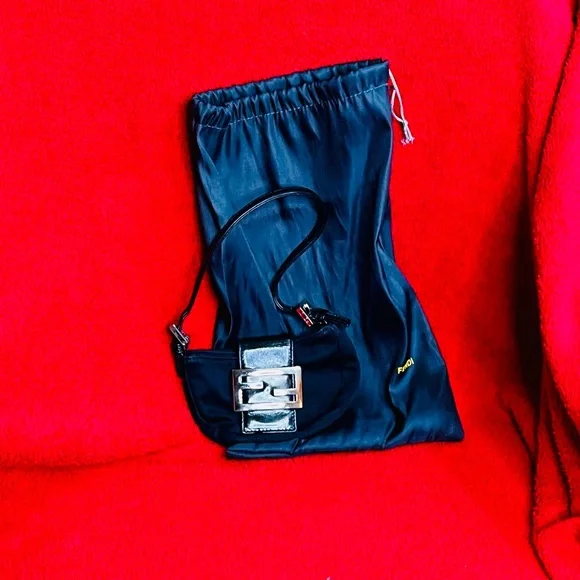 Fendi Black Mini Bag with Metallic Detail - Picture 3 of 10